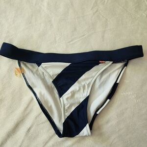 Superdry Navy and White Bikini Bottom